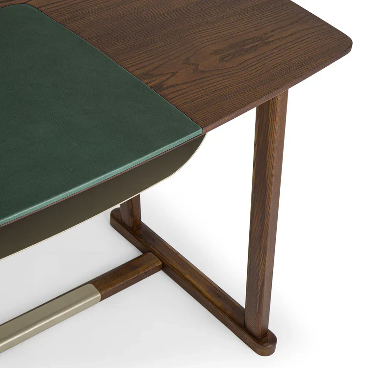 GOLIA BROWN WOOD DESK WITH LEATHER INLAY | $6,425.00 - Image 2