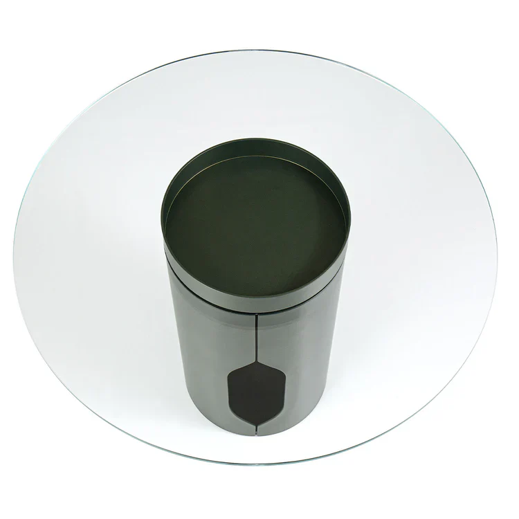 ALISO CYLINDER METAL AND GLASS TOP SIDE TABLE | $3,090.00 - Image 2