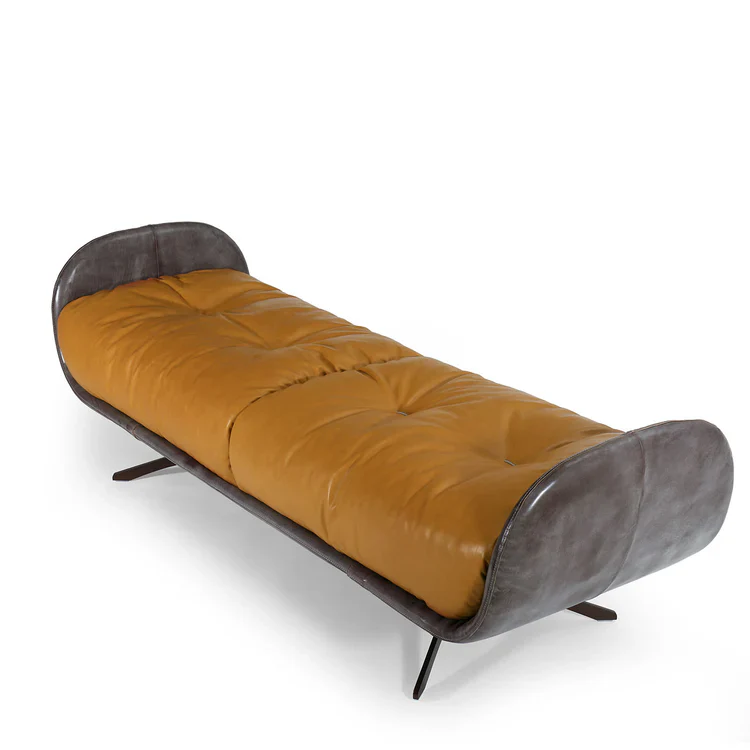 AYTON STRAW COLORED LEATHER CONTEMPORARY BENCH | $7,645.00 - Image 3