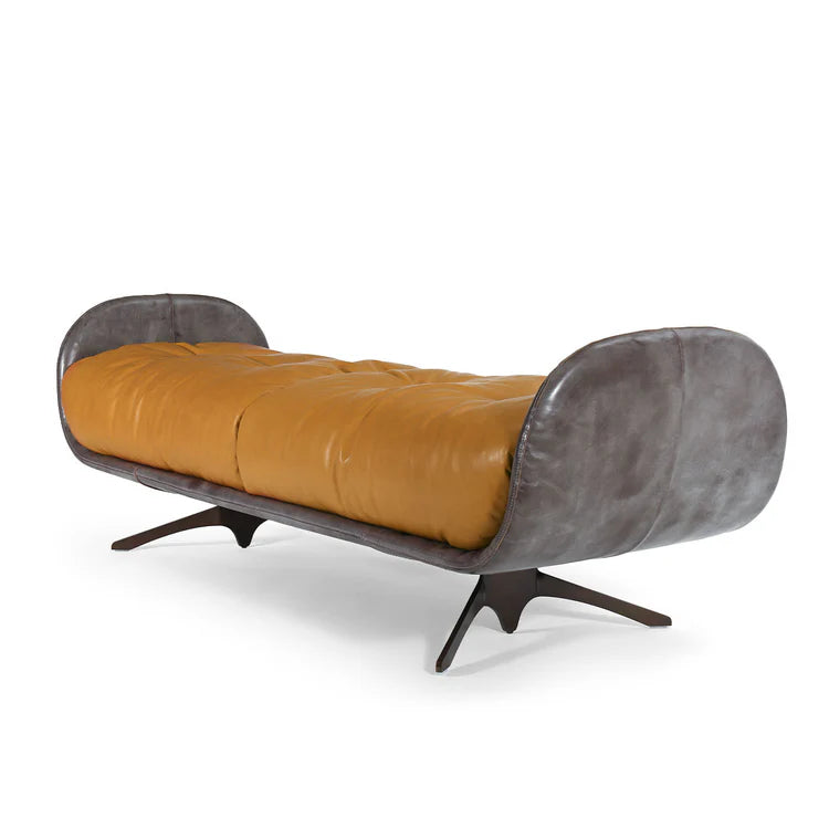 AYTON STRAW COLORED LEATHER CONTEMPORARY BENCH | $7,645.00 - Image 2