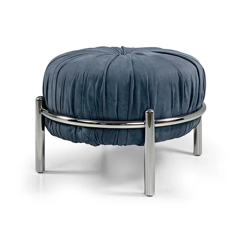 BONBON BLUE LEATHER POUF | $2,855.00 - Image 1