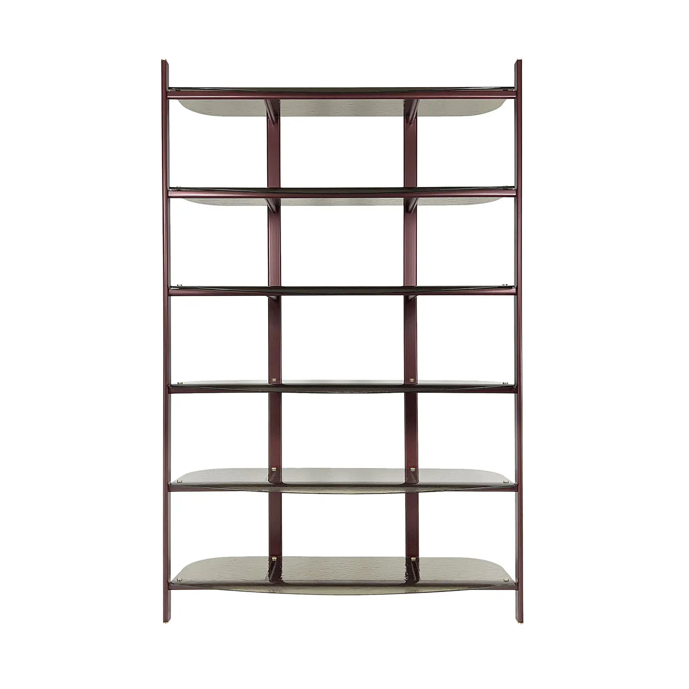 PETRA RED METAL BOOKCASE WITH CURVED BRONZE GLASS SHELVES | $12,090.00 - Image 3