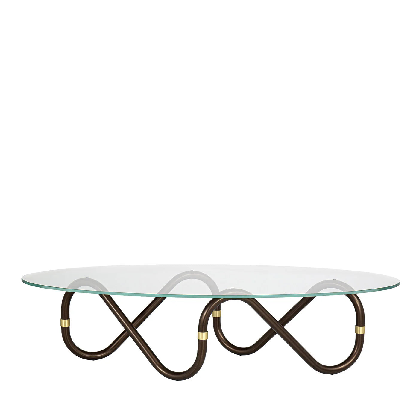 FLOW SINUSODIAL OVAL COFFEE TABLE WITH EXTRA CLEAR GLASS TOP | $4,725.00 - Image 1
