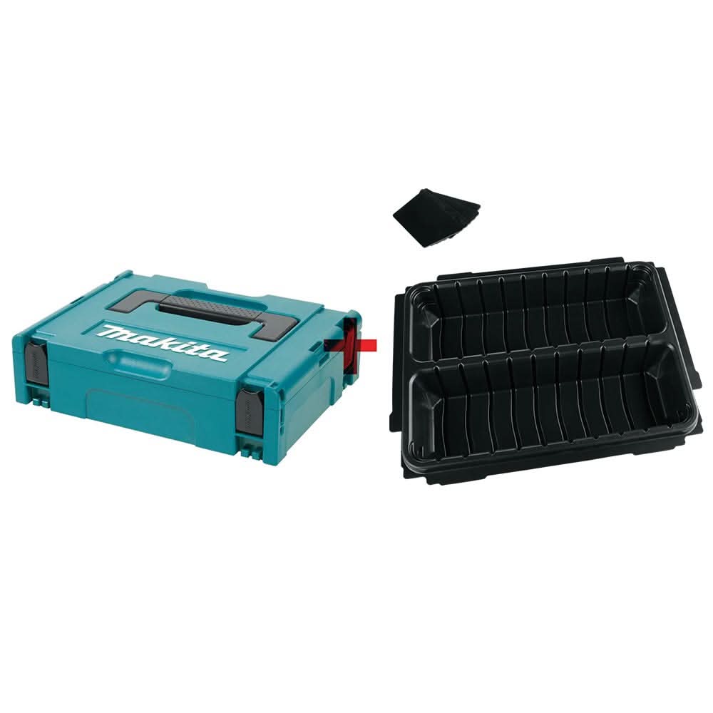 Makita 4-3/8 in. x 15-1/2 in. x 11-5/8 in. Small Interlocking Case with MAKPAC 2 Row Insert Tray and 6 Dividers - Image 1
