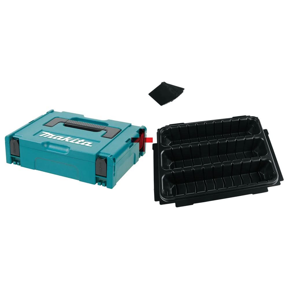Makita 4-3/8 in. x 15-1/2 in. x 11-5/8 in. Small Interlocking Case with MAKPAC 3 Row Insert Tray and 6 Dividers and Foam Lid - Image 1