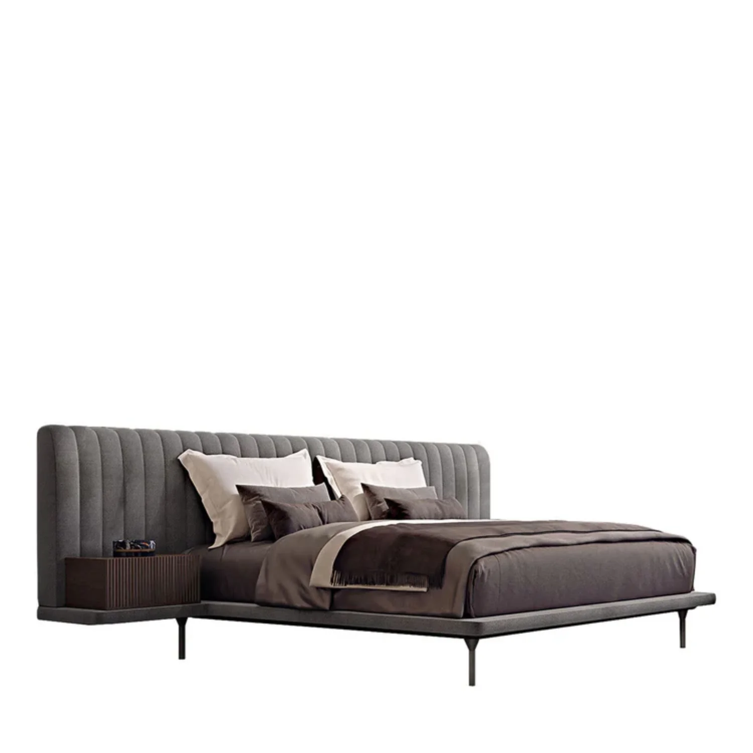 BAMAX | LARGE CHANNELED GRAY DOUBLE BED | ,364.00