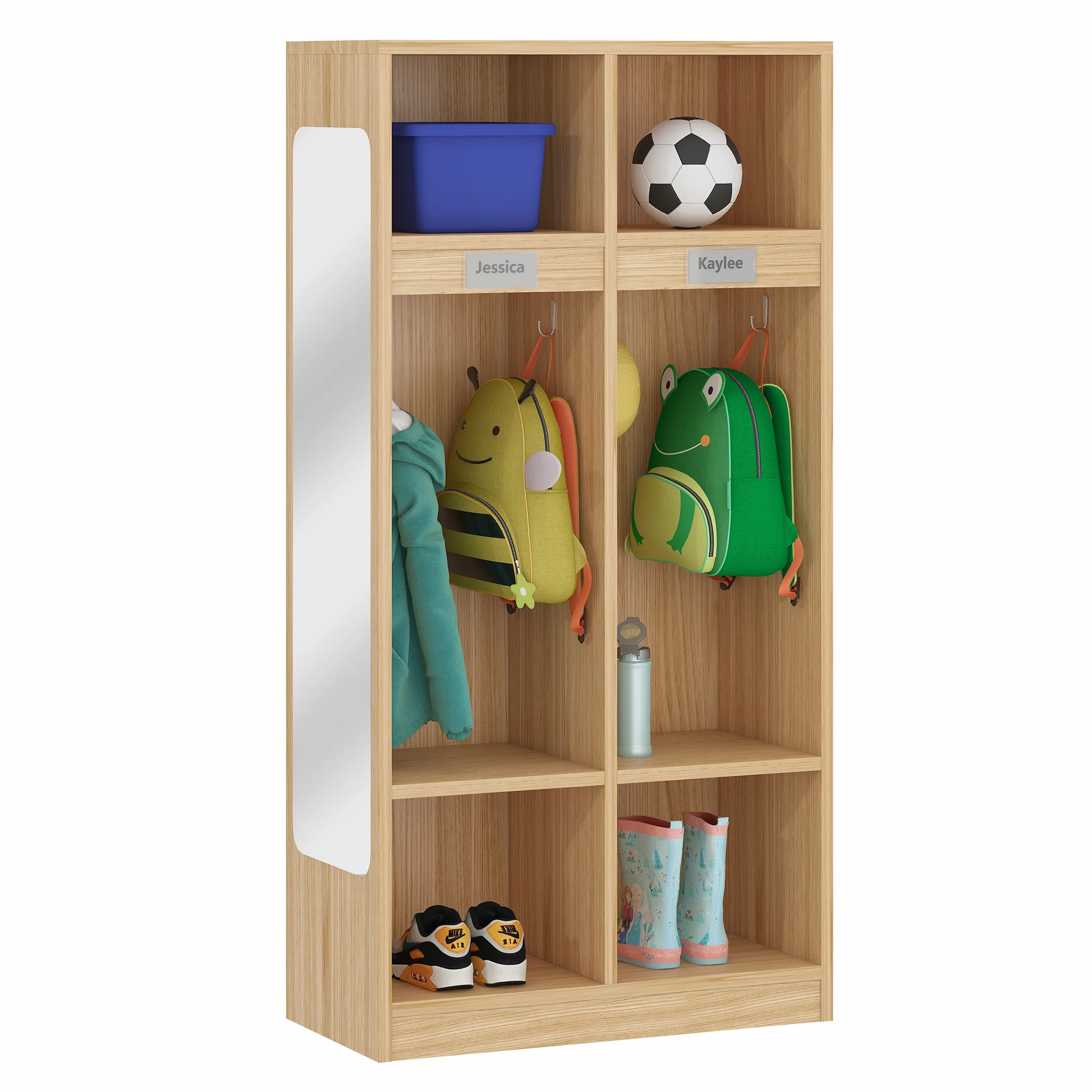 Advwin 2-Section Classroom Coat Locker w/ 4 Cubbies - Image 2