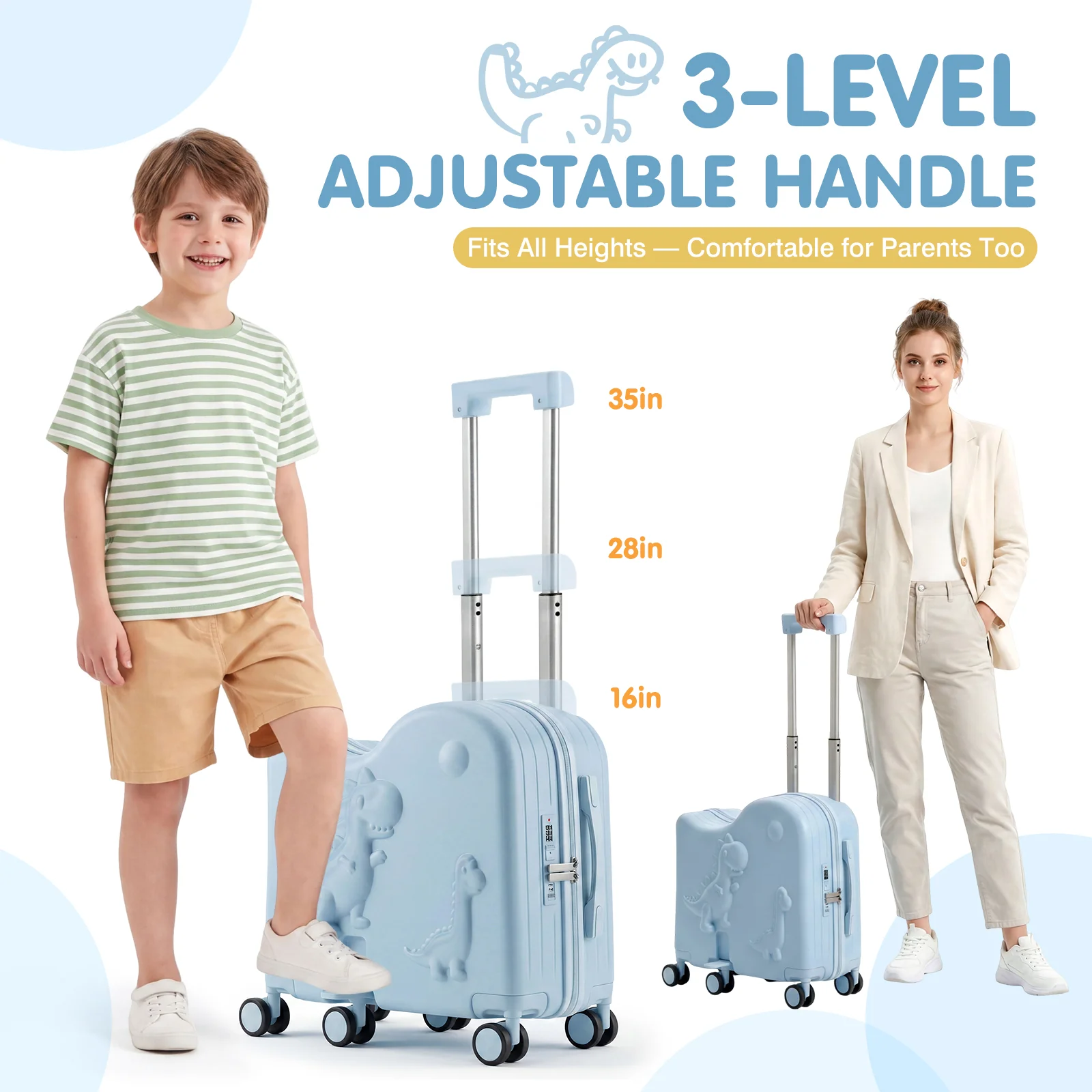 Advwin 20" Carry-On Suitcase with 12" Portable Bag - Image 2
