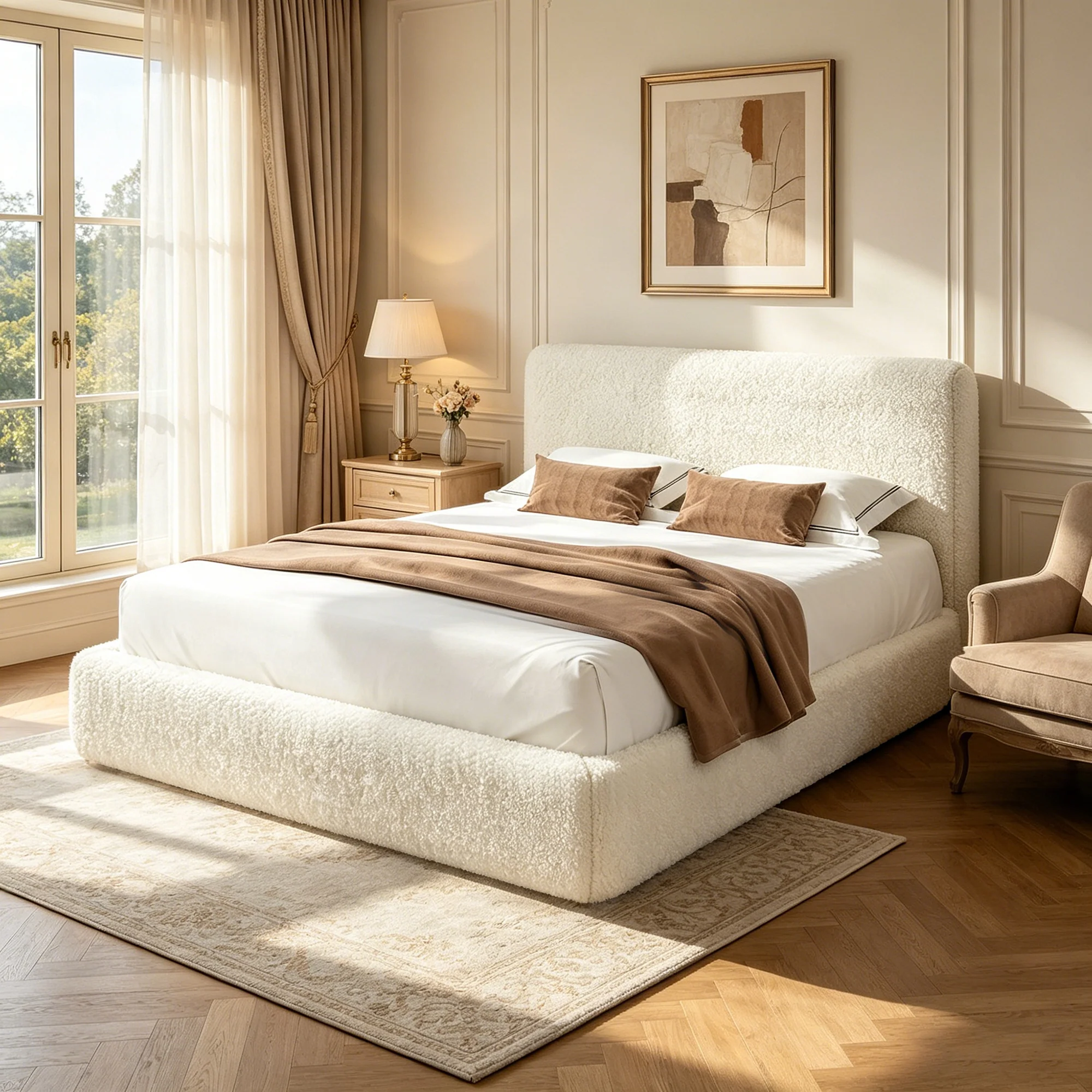 Advwin Cloud Bed Frame with Headboard - Image 1