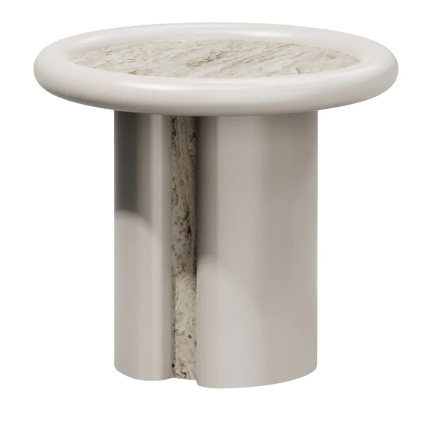 SECOLO | MOONRISE WOOD AND TRAVERTINE SIDE TABLE | $5,640 - Image 1