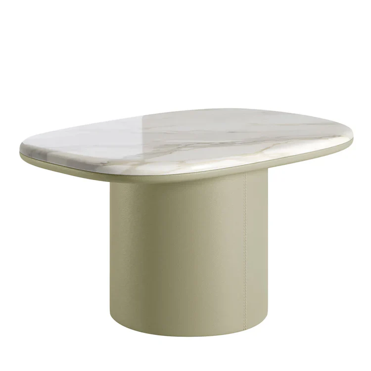 SECOLO | GEMINI SOFT HEX LEATHER AND MARBLE COFFEE TABLE | $7,045 - Image 1