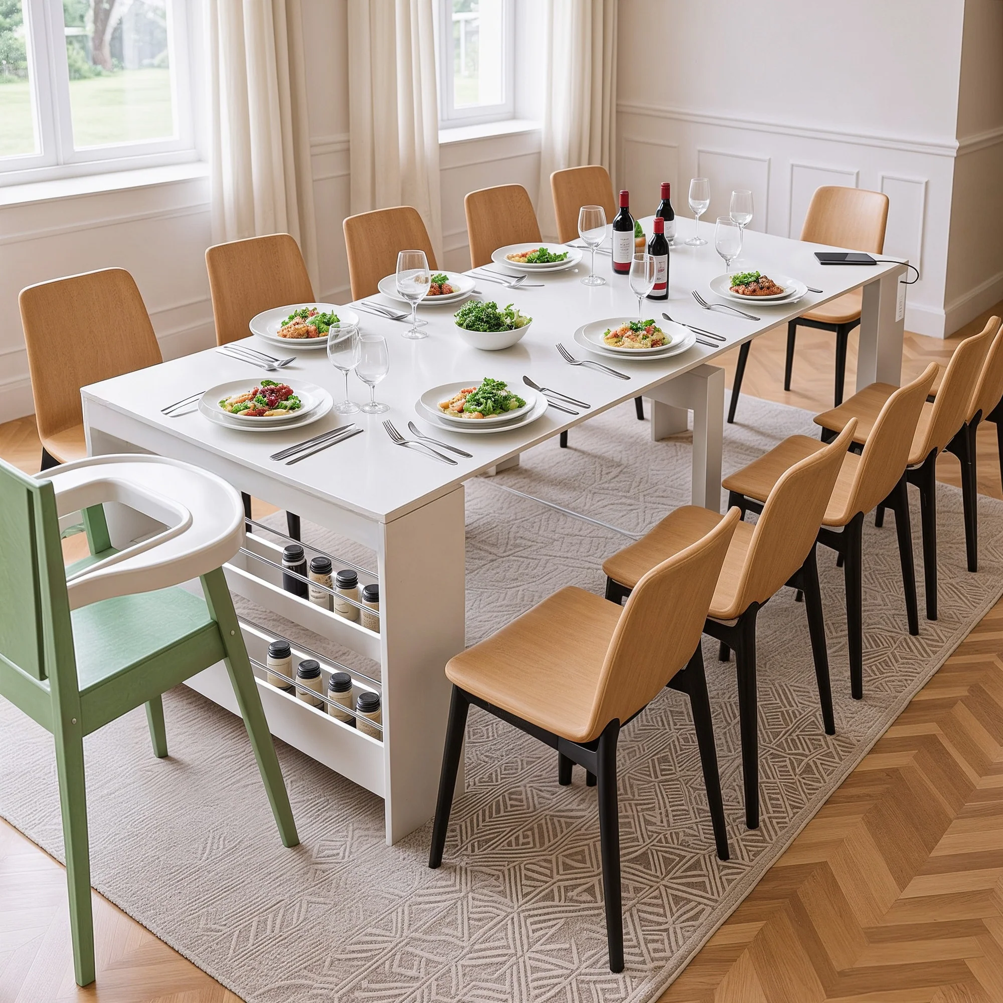 Advwin Extendable Dining Table with Outlet