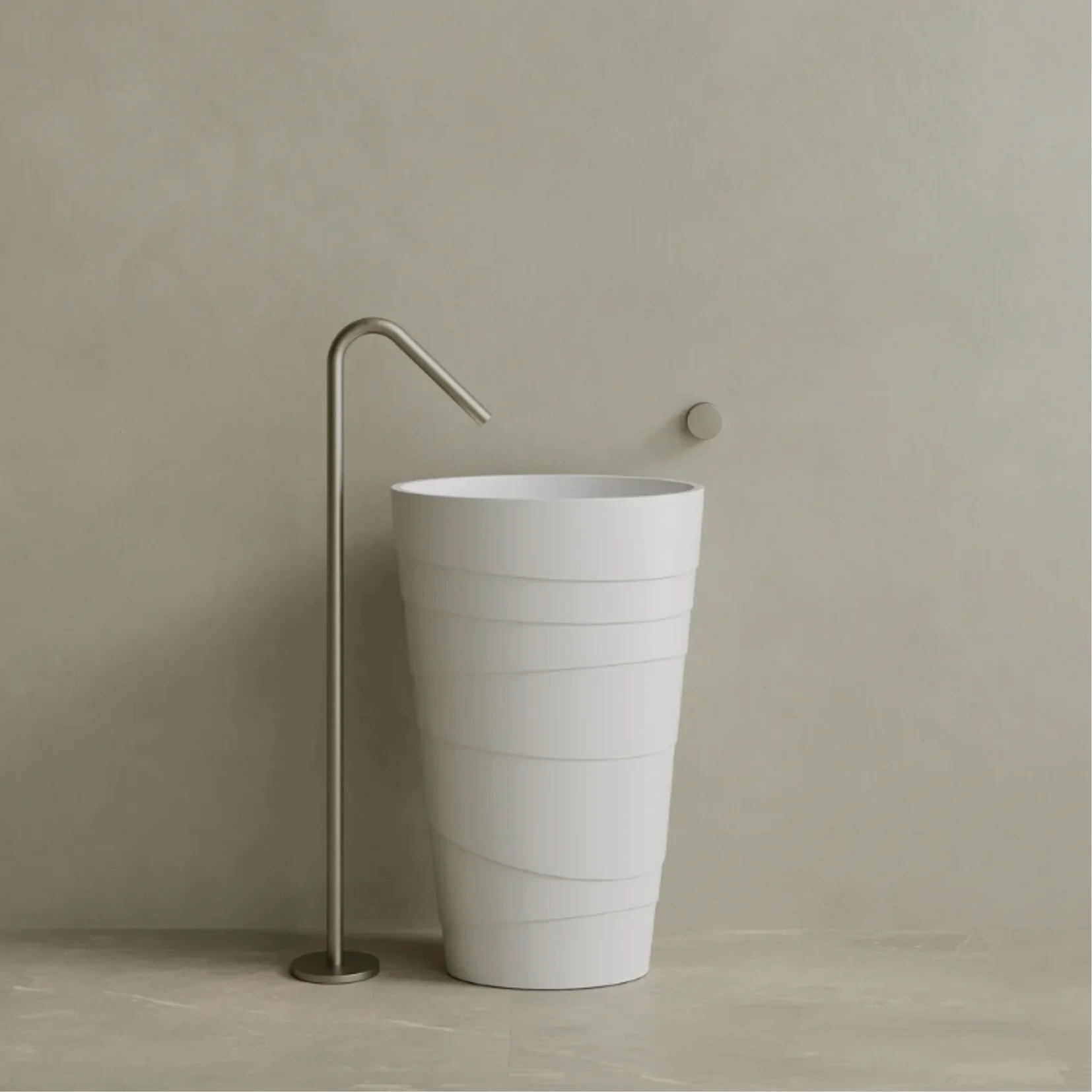 ELEMENTO BATH | 16″ x 35″ SOLID SURFACE STON RESIN ROUND PEDESTAL SINK | ,443.40 – ,516.90
