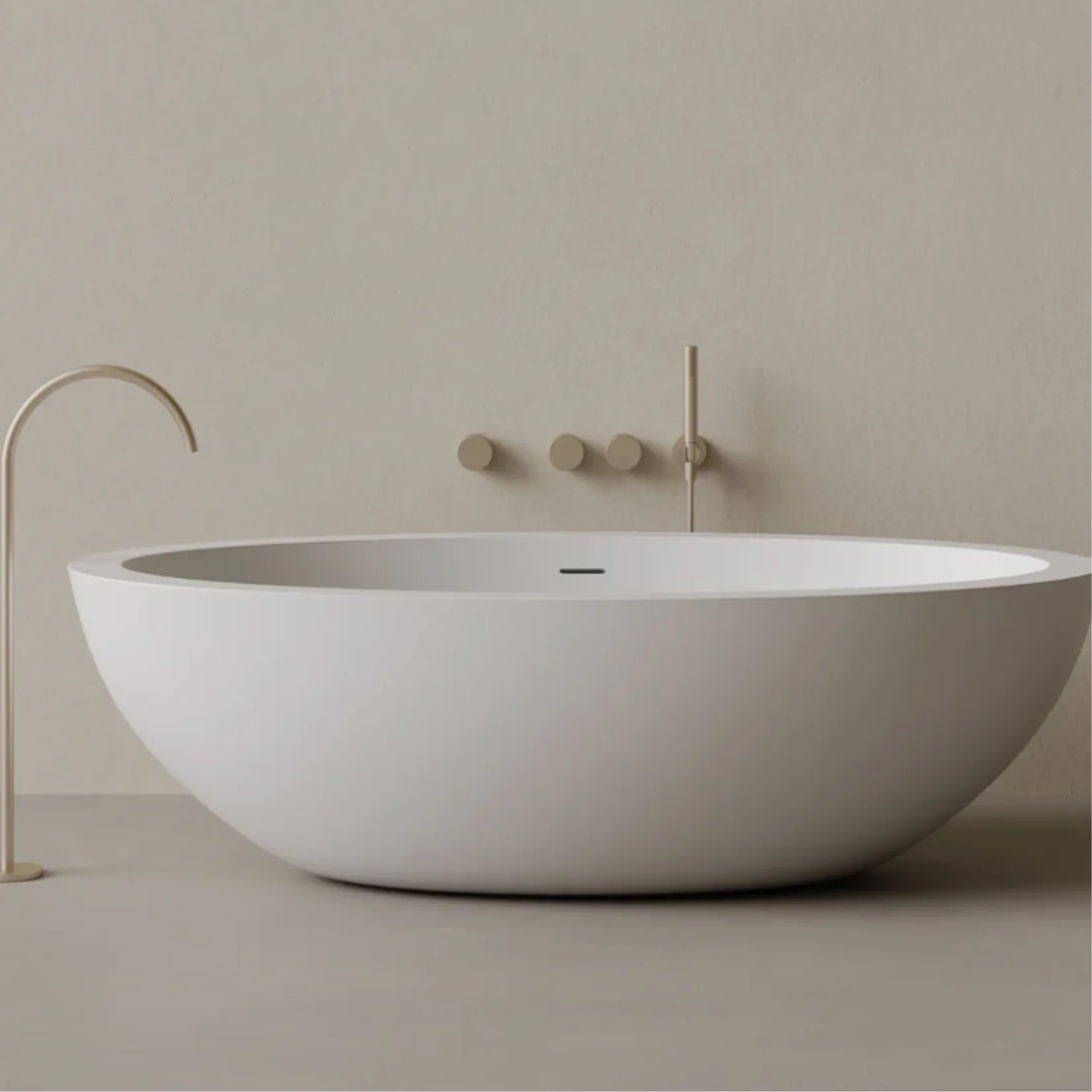 ELEMENTO BATH | 74" x 41" OVAL SOLID SURFACE STONE RESIN BATHTUB | $4,605.58 - $4,996.42 - Image 1
