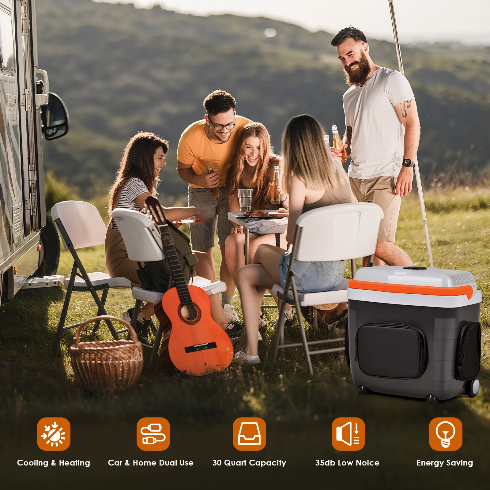 Advwin 30L Electric Car Cooler & Warmer with Pockets - Image 3