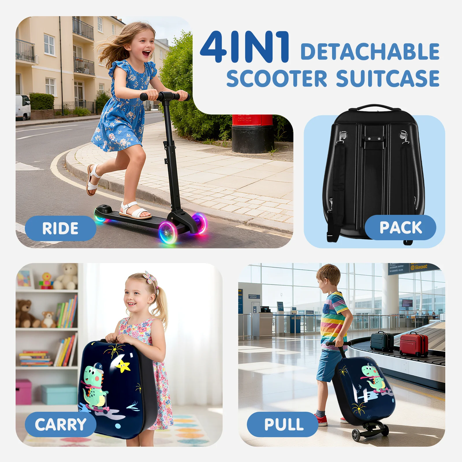 Advwin 4-in-1 Detachable Scooter Luggage for Kids - Image 2