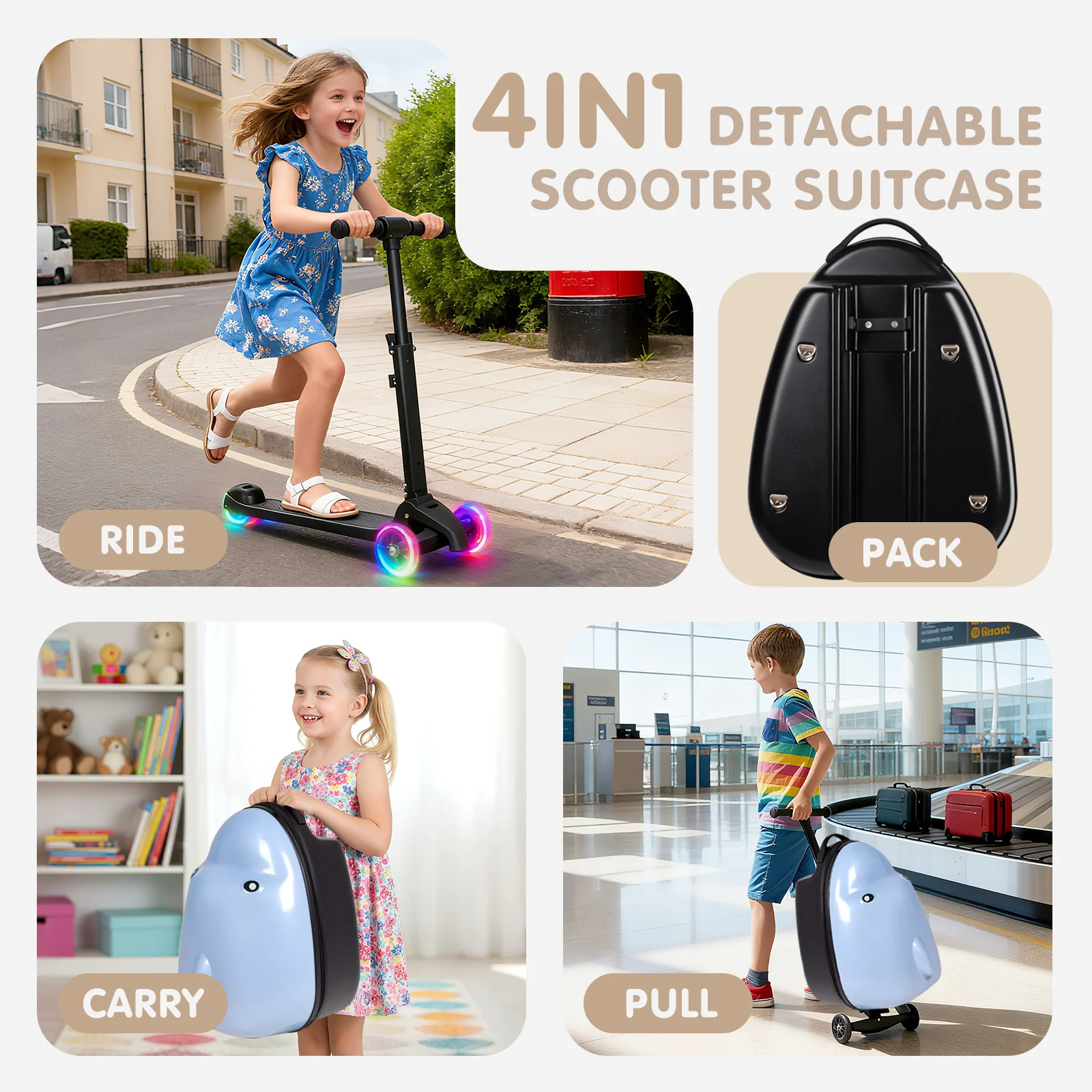 Advwin 22‘’ Detachable Scooter Ride-On Suitcase - Image 2