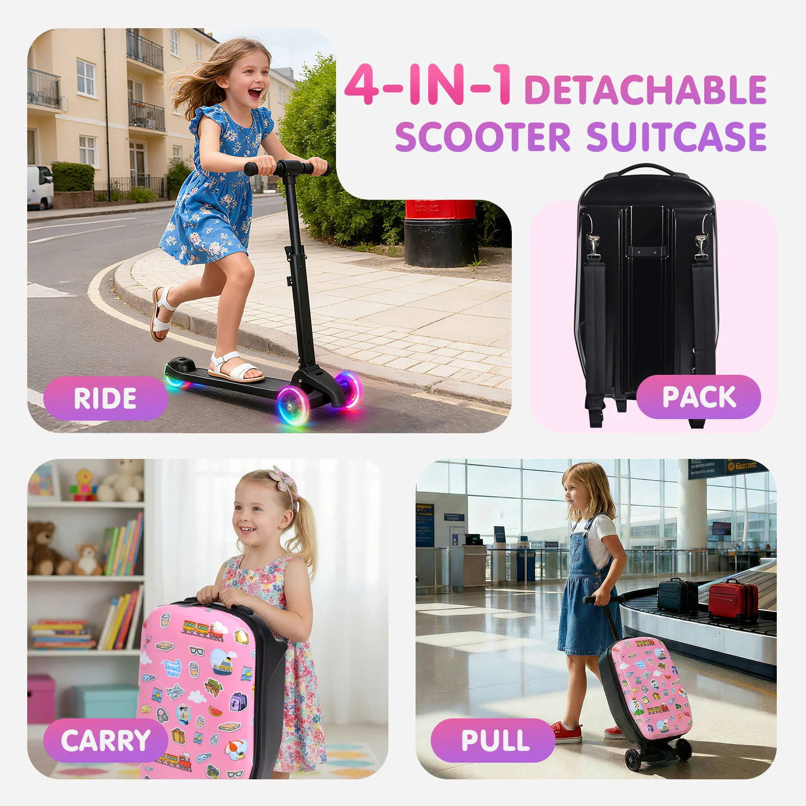Advwin Detachable 4-in-1 Scooter Luggage for Kids - Image 2