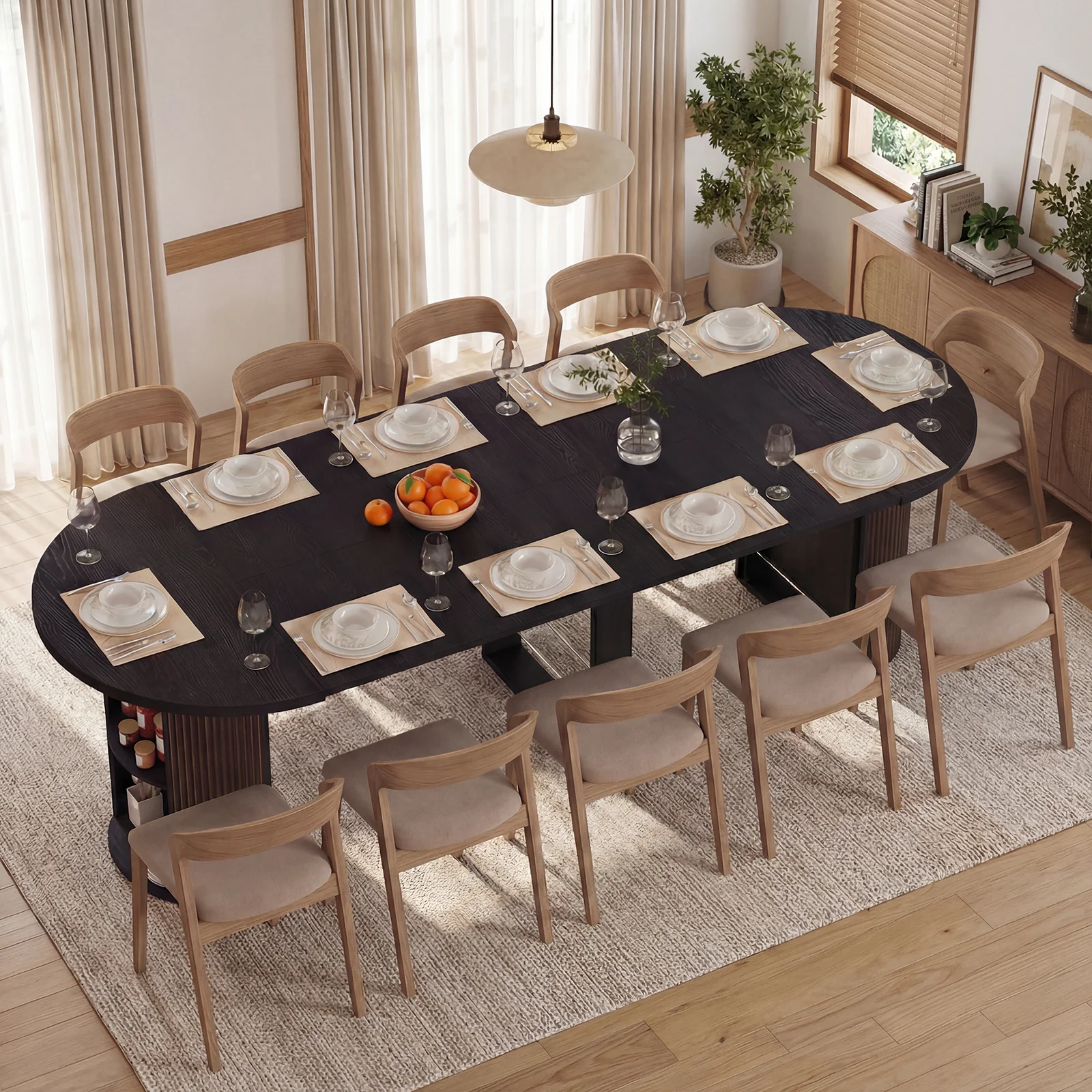 Advwin Modern Extendable Round Dining Table