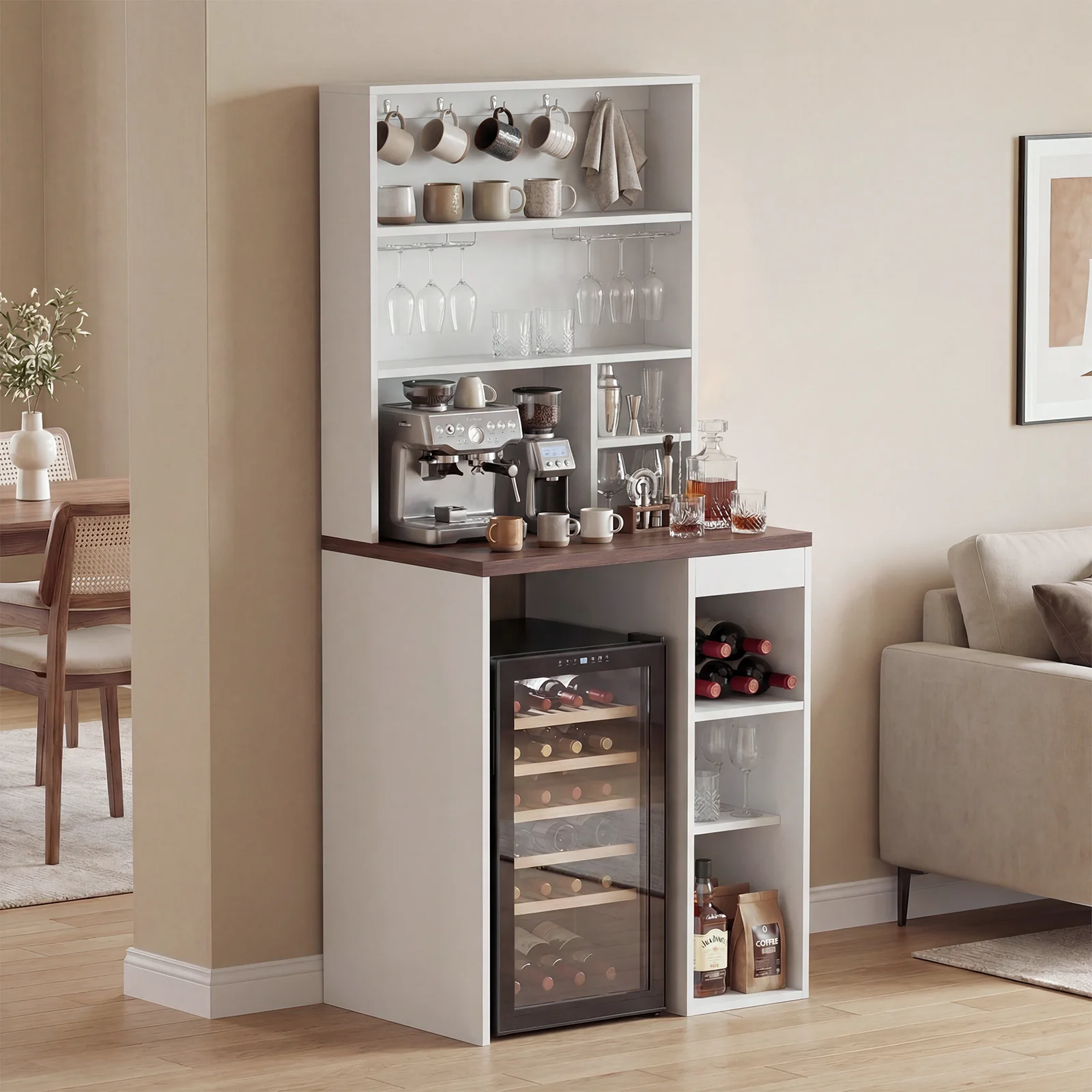 Advwin 8-Tier Tall Home Coffee Bar Cabinet
