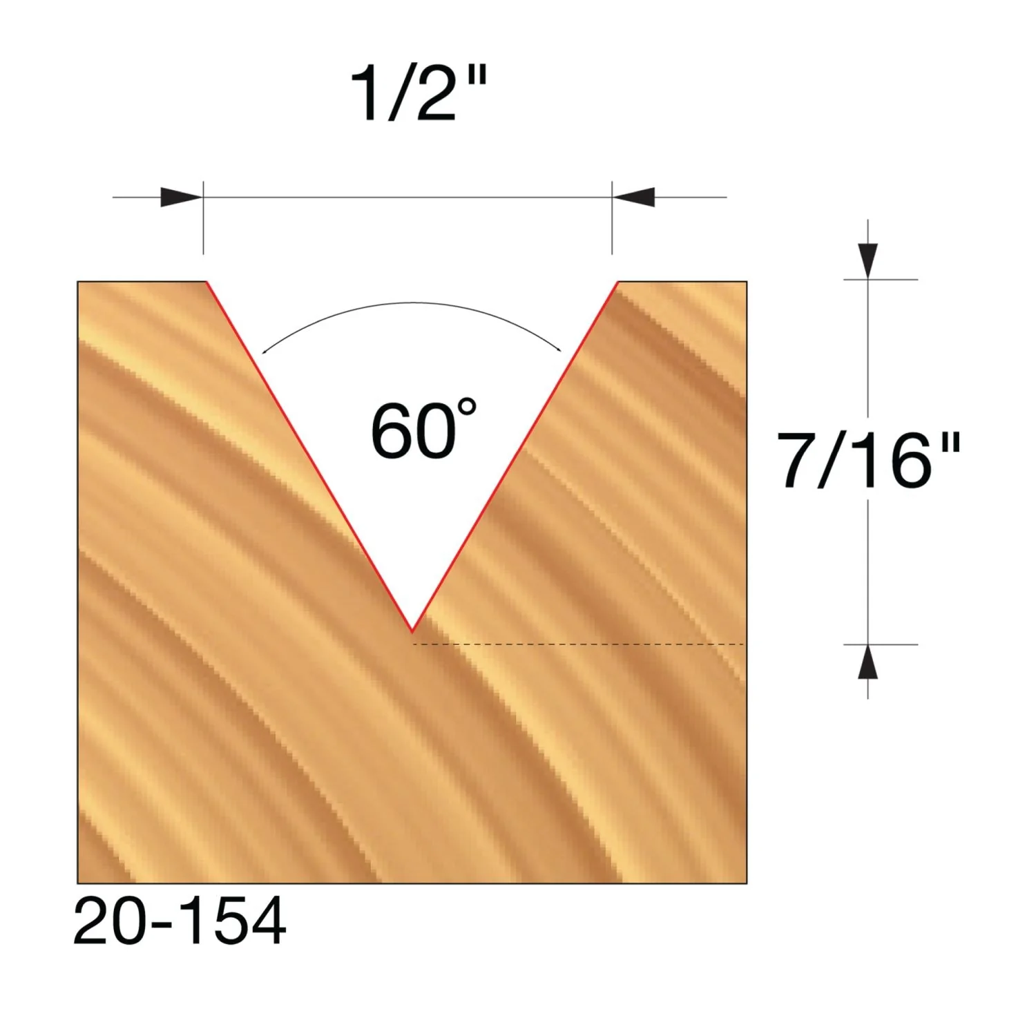 Freud 20-154 1/2" (Dia.) 60&deg; V Grooving Bit - Image 2