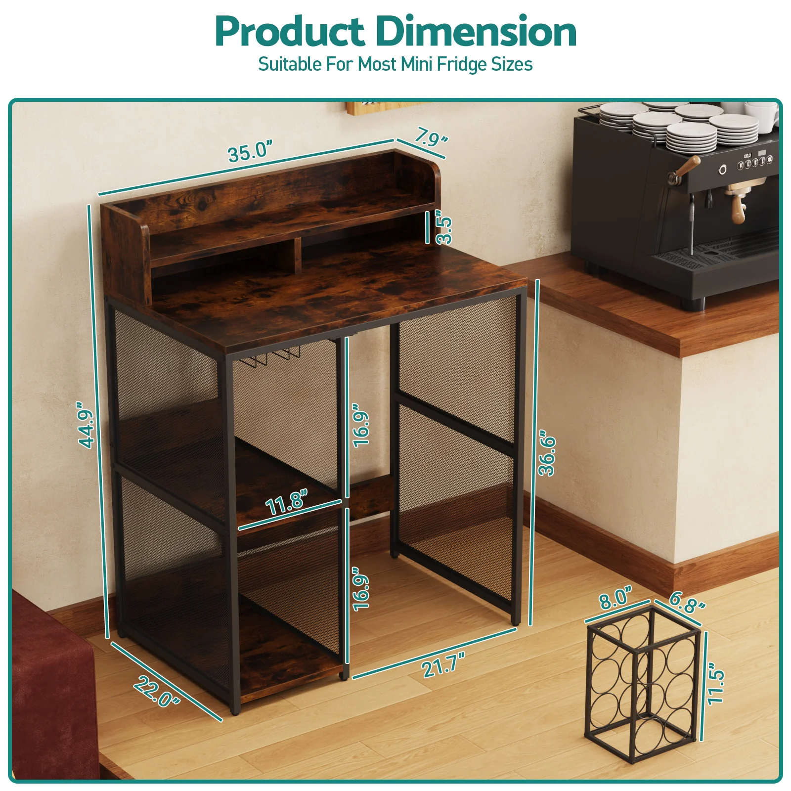 Advwin Mini Fridge & Microwave Oven Stand - Image 3