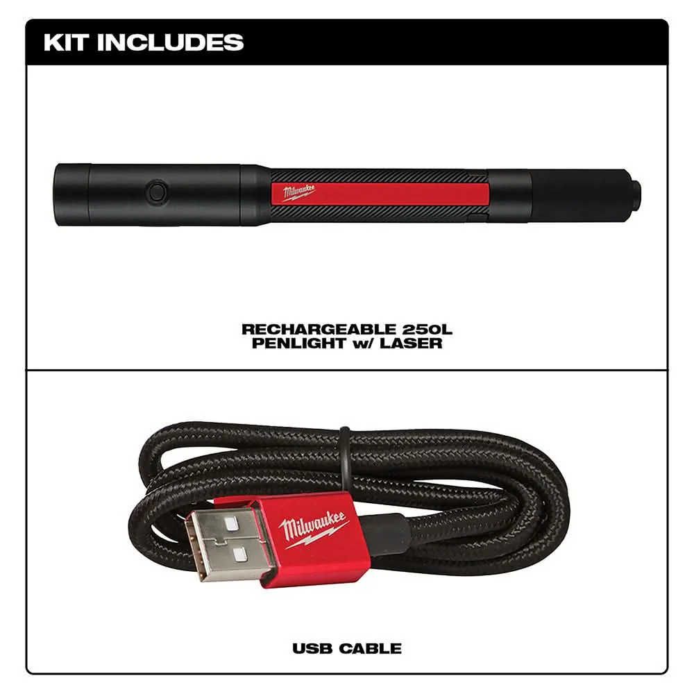Milwaukee 2010R Rechargeable 250-Lumens Penlight w/ Laser Pointer - Image 2