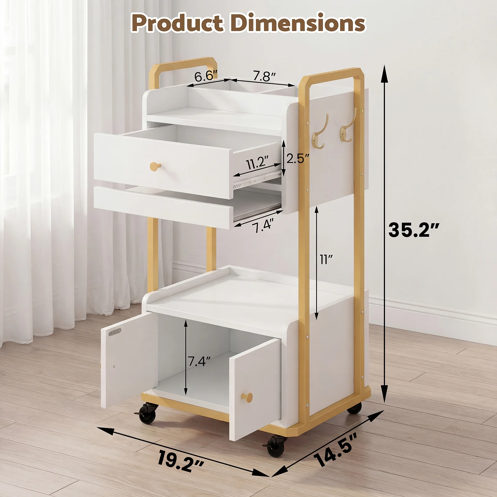 Advwin Spa Salon Trolley with Storage Cabinet - Image 2