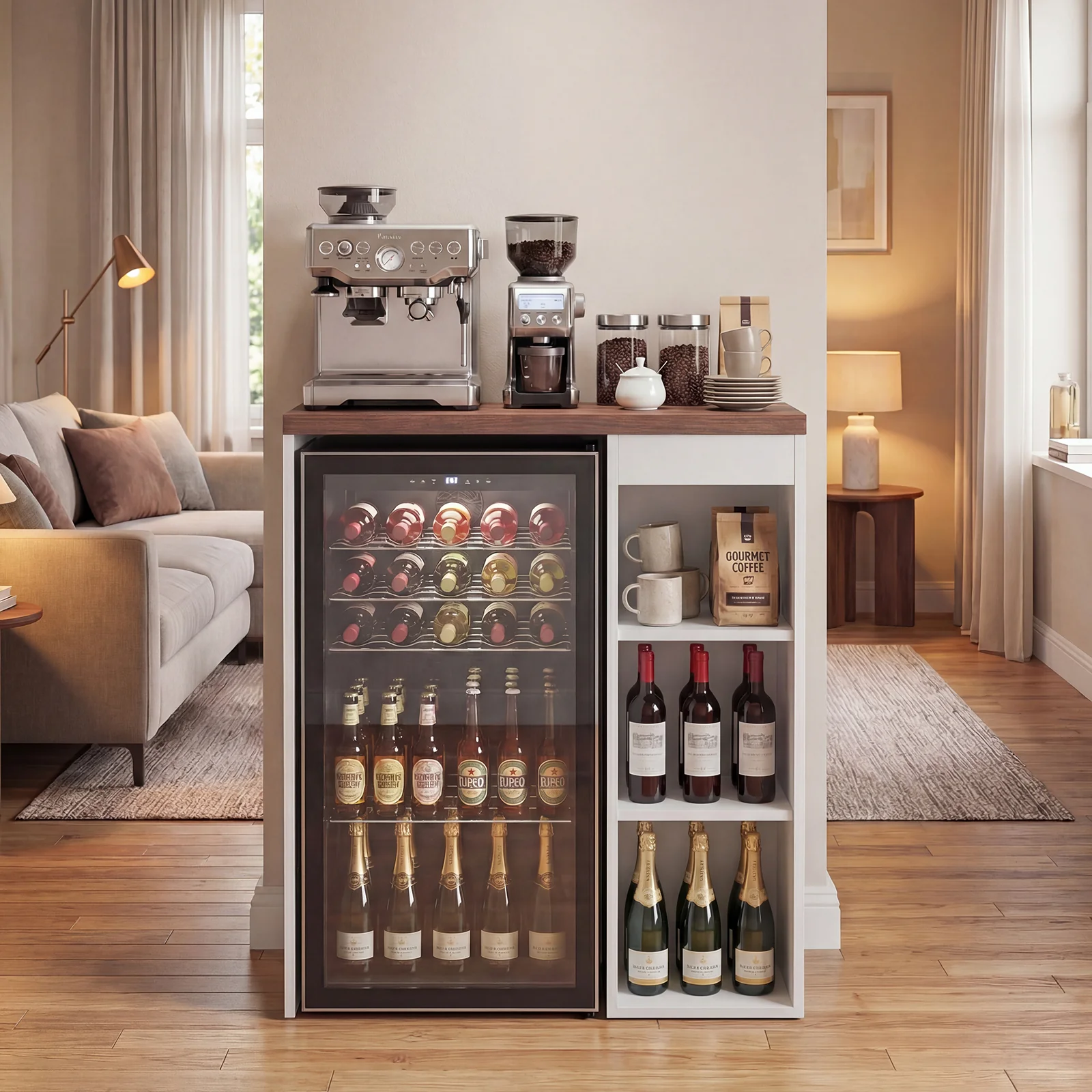 Advwin Coffee Bar Cabinet with Fridge Space - Image 3