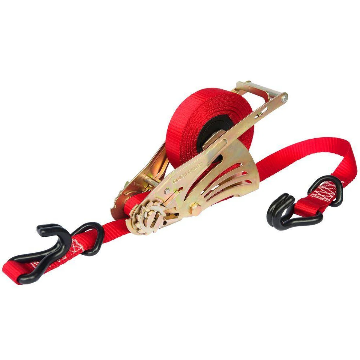 Quickloader QL3000 15-ft. x 1-in. 3000 lb Retractable Ratchet Tie-Down Strap with Double J-Hooks and D-Rings (QL300003) - Image 1
