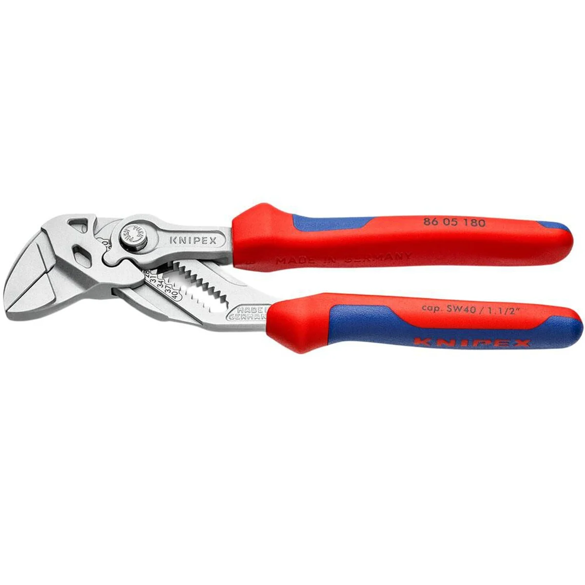 Knipex 180 mm Pliers Wrench with Smooth Parallel Jaws for Gripping and Fastener Work (86 05 180 SBA) - Image 1