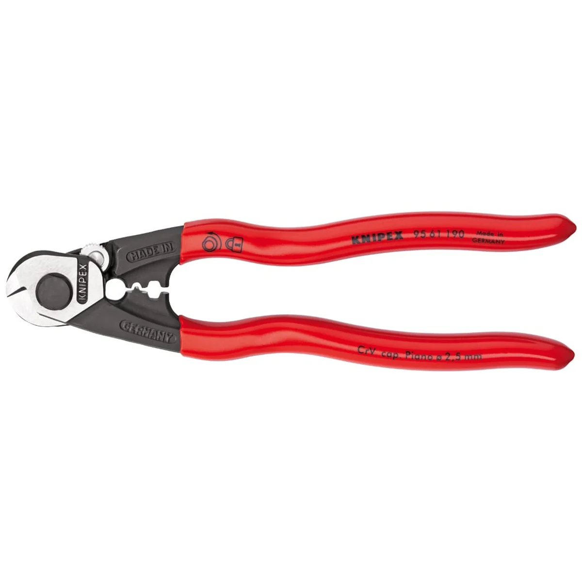 Knipex 7.5-in. Wire Rope Cutting Pliers with Crimping Dies (95 61 190 SBA) - Image 1