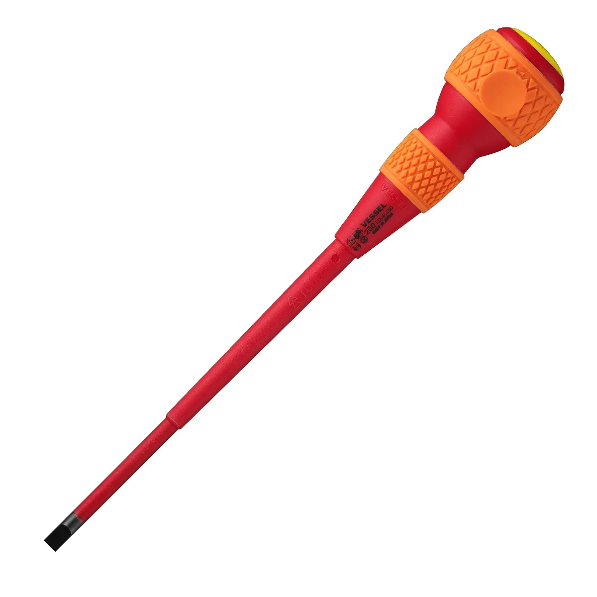 Vessel BALL GRIP Insulated SL6 x 150 mm Slotted Screwdriver for Electrical Work (200S6150) - Image 1