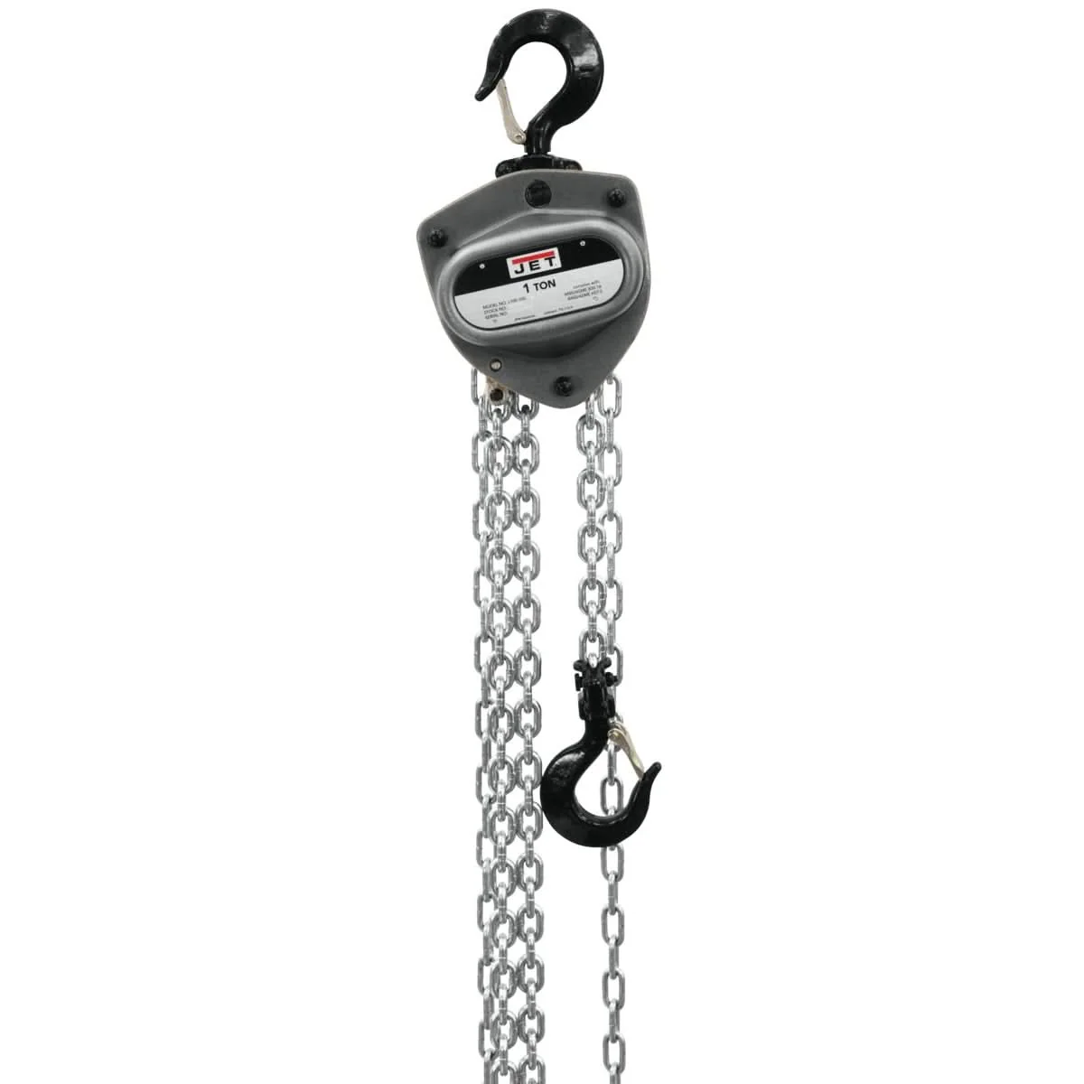 JET 203115 L-100-100WO-15, 1-Ton Hand Chain Hoist With 15-Foot Lift & Overload Protection - Image 1
