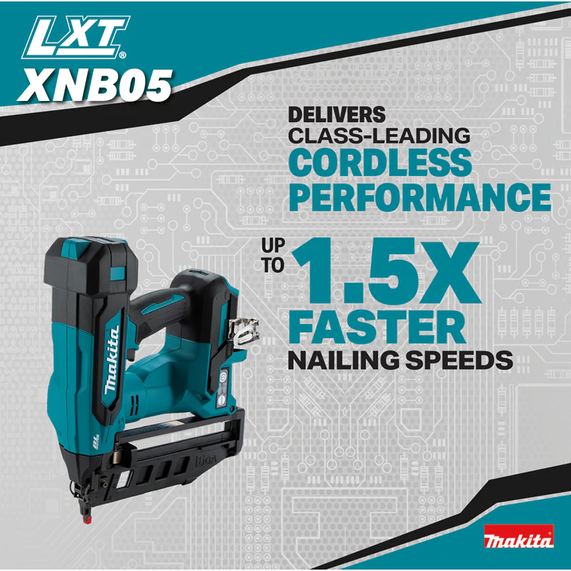 Makita XNB05Z 18V LXT Brushless Cordless 2-1/2-in. Straight 16-Gauge Finish Nailer, Tool Only - Image 3