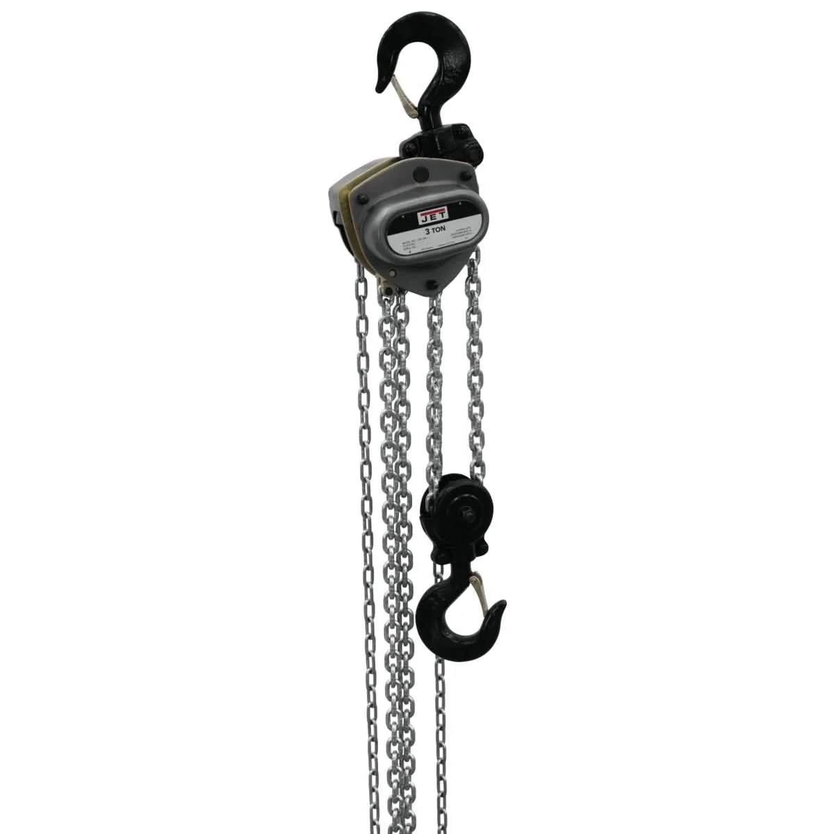JET 207115 L-100-300WO-15, 3-Ton Hand Chain Hoist With 15-Foot Lift & Overload Protection - Image 1