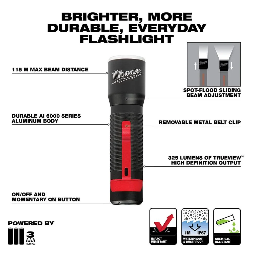 Milwaukee 2107S 325-Lumen Focusing Flashlight w/ Holster - Image 3