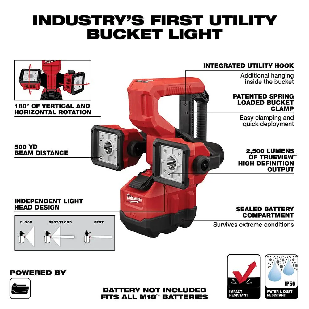 Milwaukee 2122-20 M18 Utility Bucket Light, Tool Only - Image 2