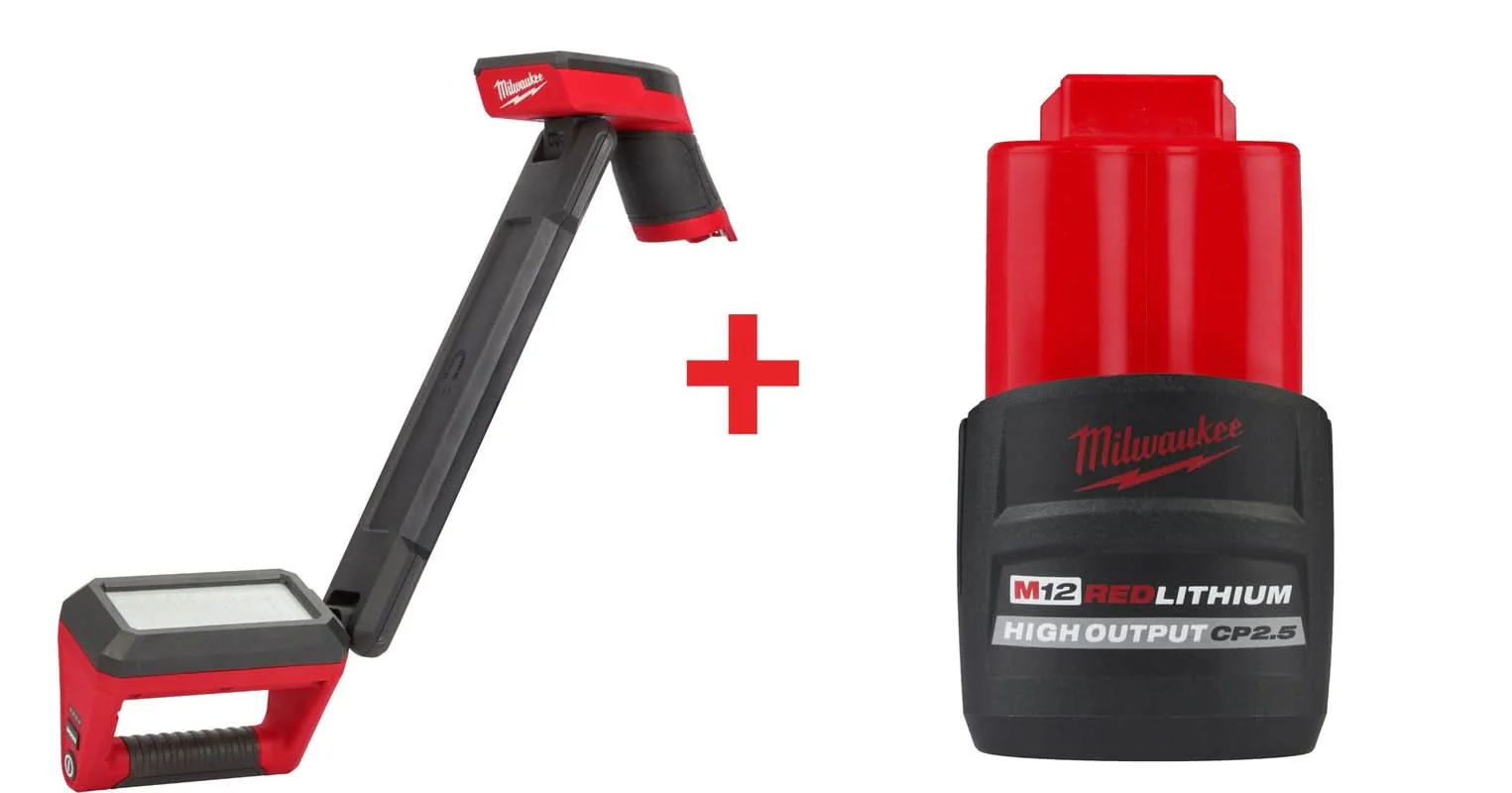 Milwaukee M12 Underbody 1,200-Lumen Articulating Light with M12 REDLITHIUM HIGH OUTPUT CP 2.5Ah Battery Pack - Image 1