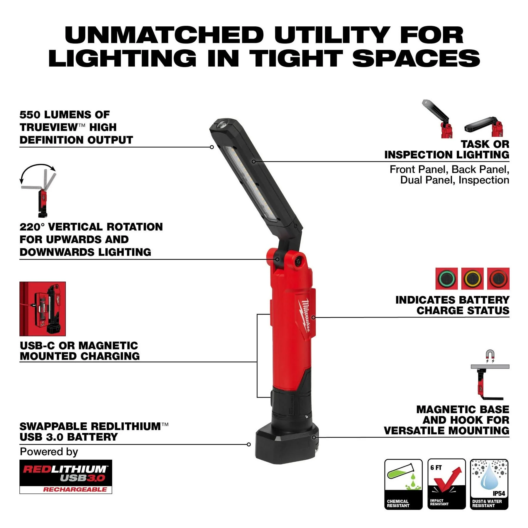 Milwaukee 2128-22 REDLITHIUM USB Stick Light W/ Magnet & Charging Dock - Image 3