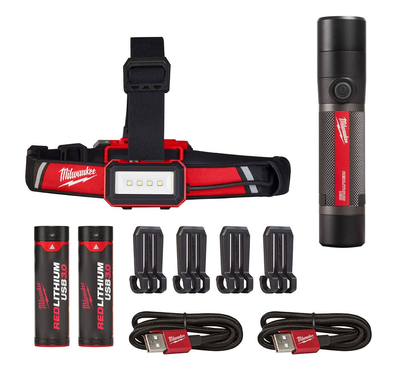 Milwaukee USB Rechargeable 800-Lumen Compact Flashlight and 600-Lumen Headlamp Combo Kit - Image 1