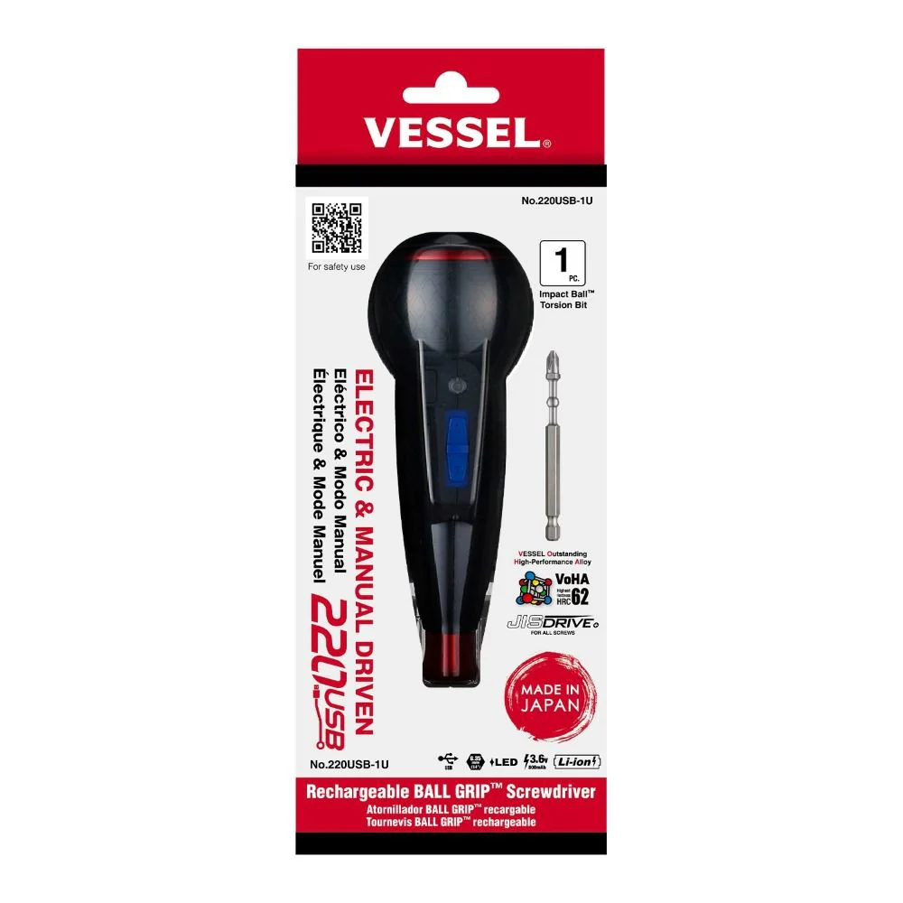 Vessel 220USB1U "Power Promotion" e-Assist USB Rechargeable Screwdriver w/ 11-Pc Bit Set + Ball Grip Holder - Image 3