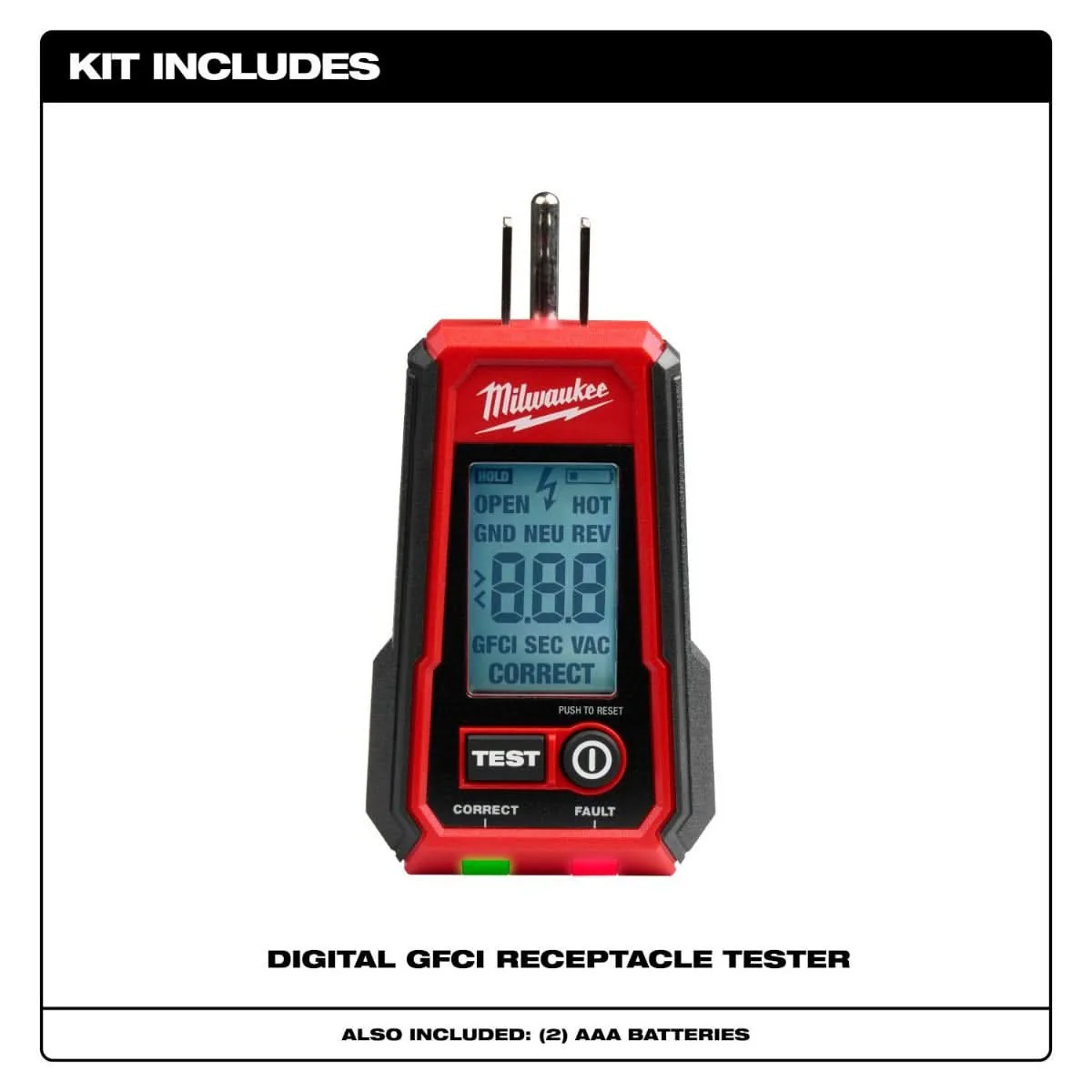 Milwaukee 2224-20 Digital GFCI Receptacle Tester - Image 2