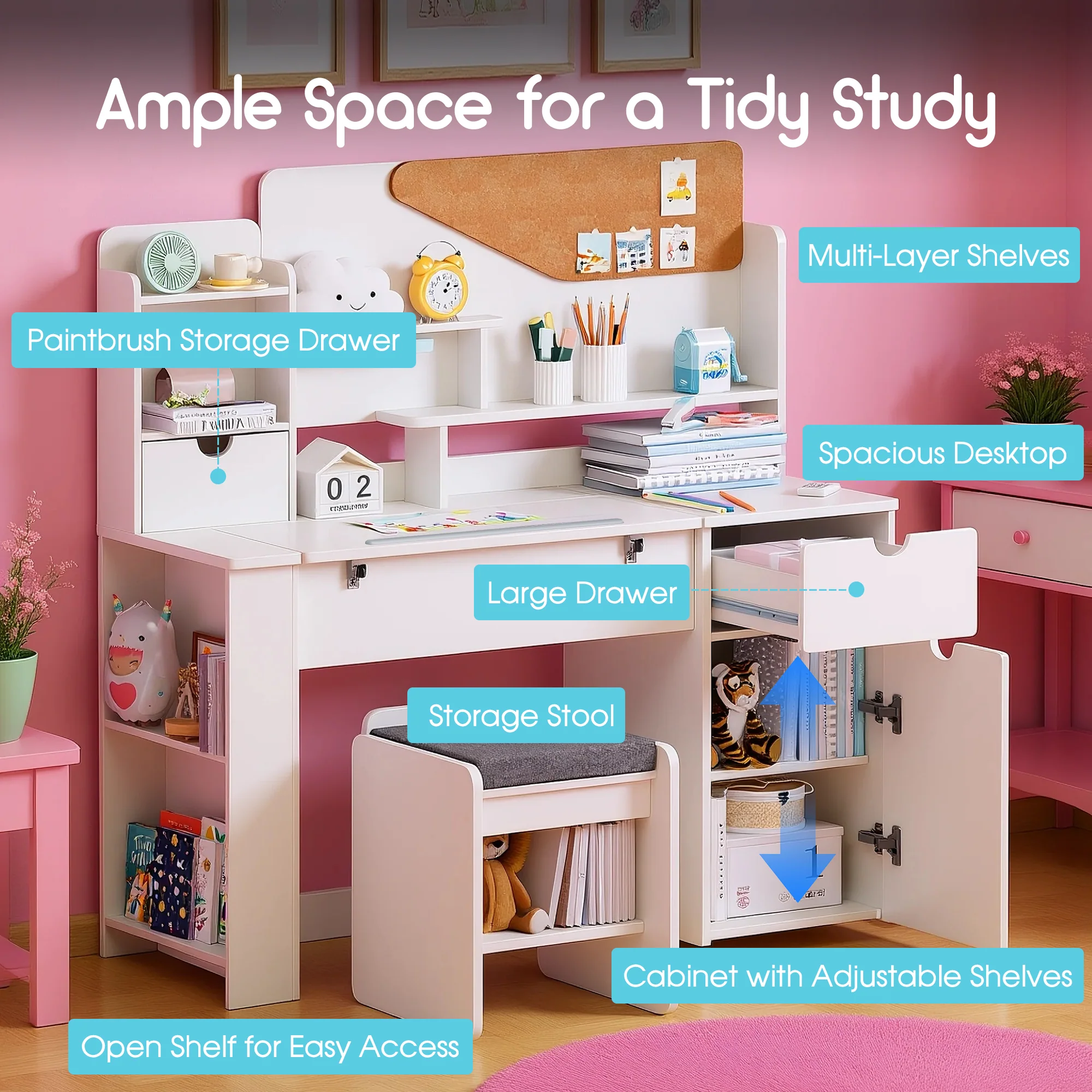 Advwin Multifunctional Kids Desk and Chair Set - Image 2