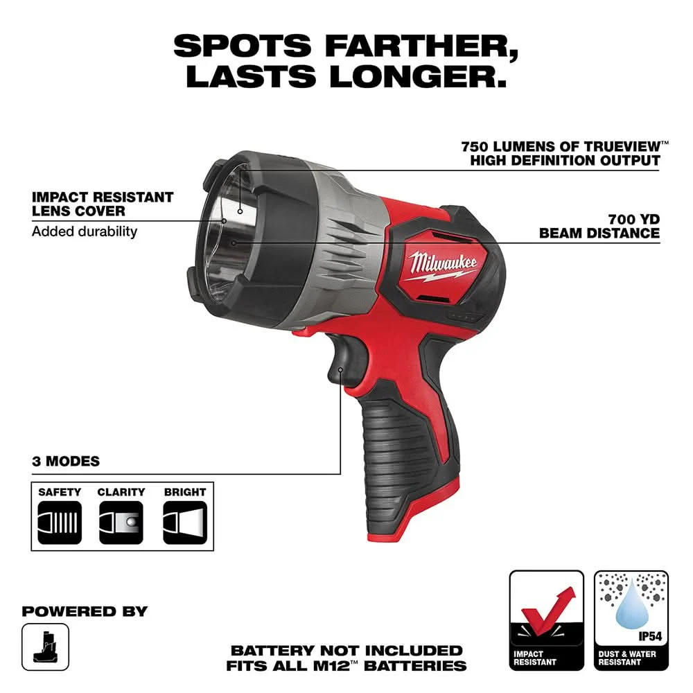 Milwaukee 2353-20 TrueView M12 LED Spot Light, Tool Only - Image 2