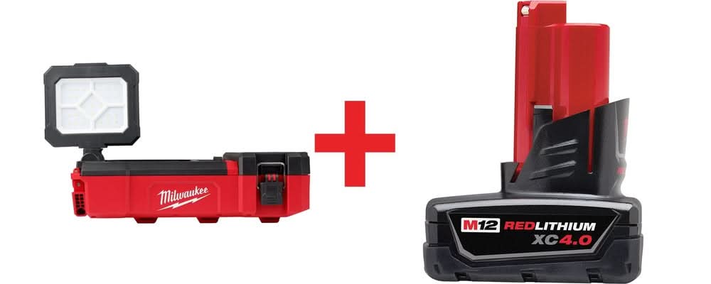 Milwaukee M12 PACKOUT 1,400-Lumen Flood Light w/ USB Charging with M12 XC 4.0Ah Battery Pack - Image 3