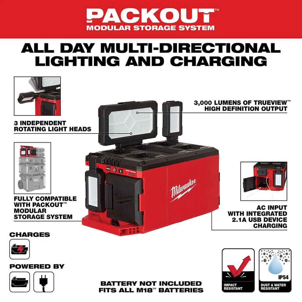 Milwaukee 2357-20 M18 PACKOUT Light with Built-In Charger - Image 2