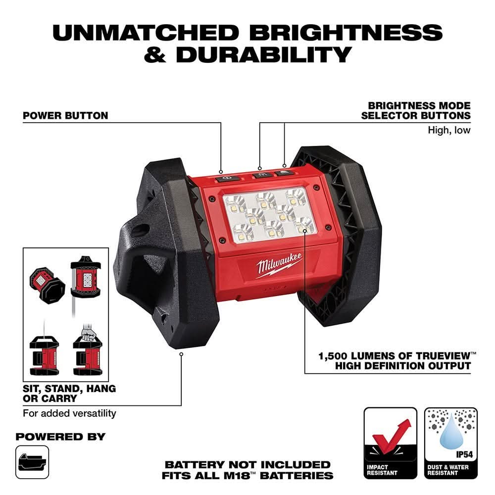 Milwaukee M18 LED Flood Light w/ M18 REDLITHIUM XC5.0 System Starter Kit - Image 3