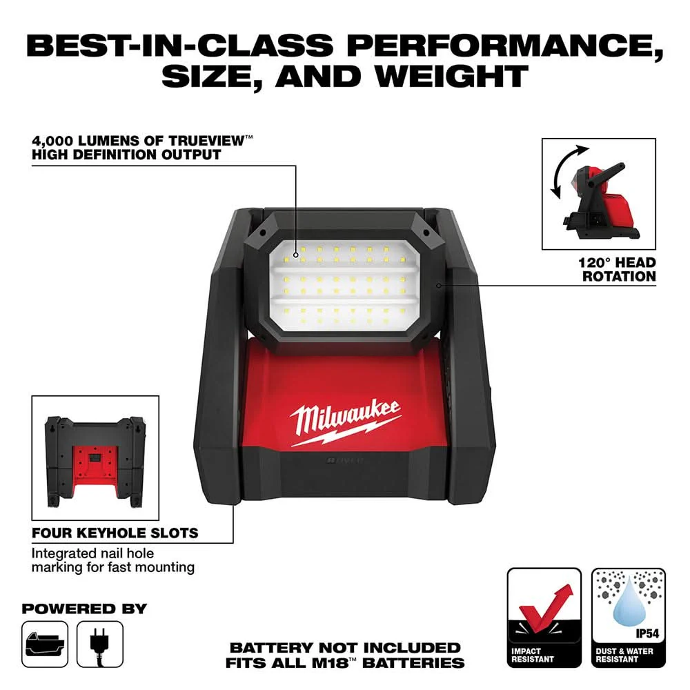 Milwaukee M18 ROVER Dual Power Flood Light + 5.0Ah Battery 2-Pack - Image 2