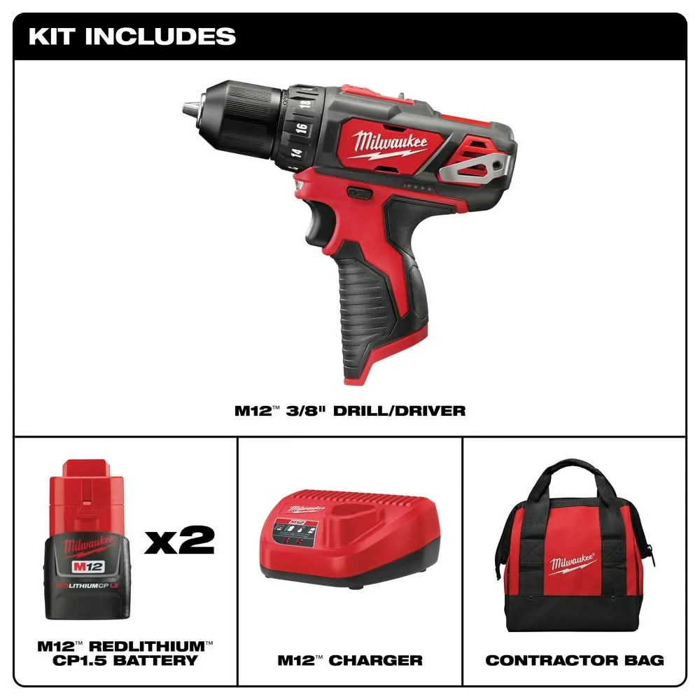 Milwaukee 2407-22 M12 3/8-Inch Drill/Driver 1.5AH Kit - Image 3